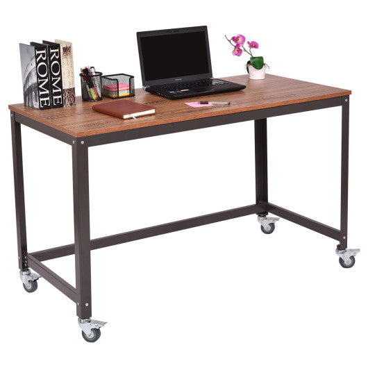 Metal Frame Computer Desk with Wheels