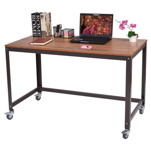 Metal Frame Computer Desk with Wheels