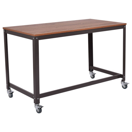 Metal Frame Computer Desk with Wheels