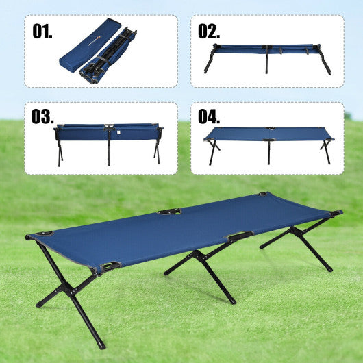 Adults Kids Folding Camping Cot-Blue