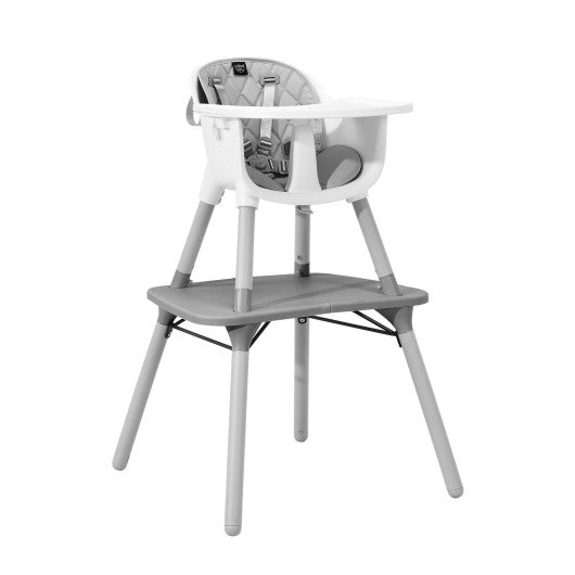 4-in-1 Baby Convertible Toddler Table Chair Set with PU Cushion-Gray