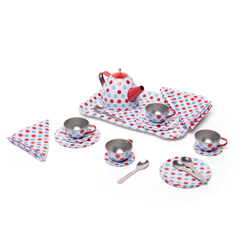 Spotted Tea Set in a Case by Bigjigs Toys US