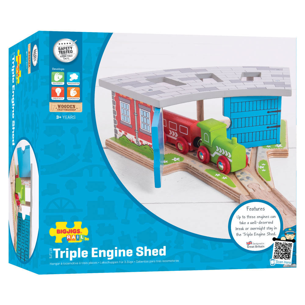 Triple Engine Shed by Bigjigs Toys US