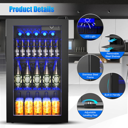 120 Can Beverage Mini Refrigerator with Glass Door
