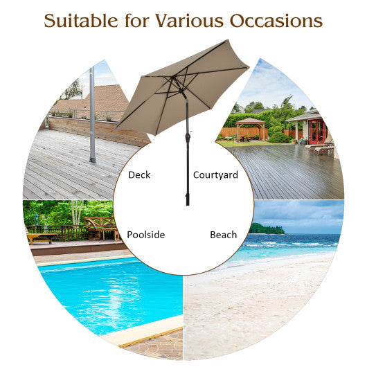 10 Feet Outdoor Patio Umbrella with Tilt Adjustment and Crank-Tan