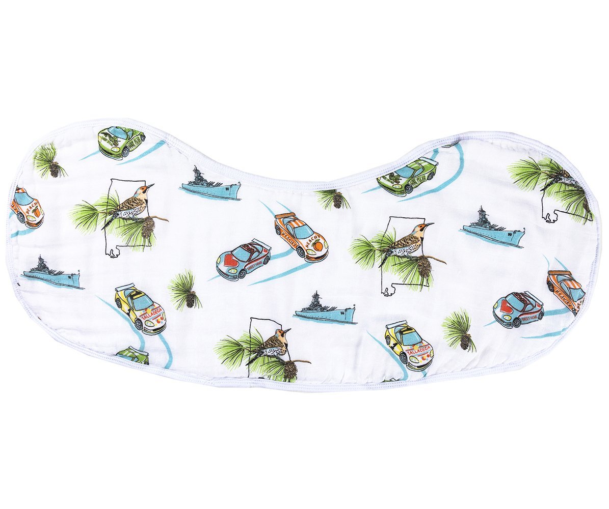 Gift Set: Alabama Baby Muslin Swaddle Blanket and Burp Cloth/Bib Combo by Little Hometown