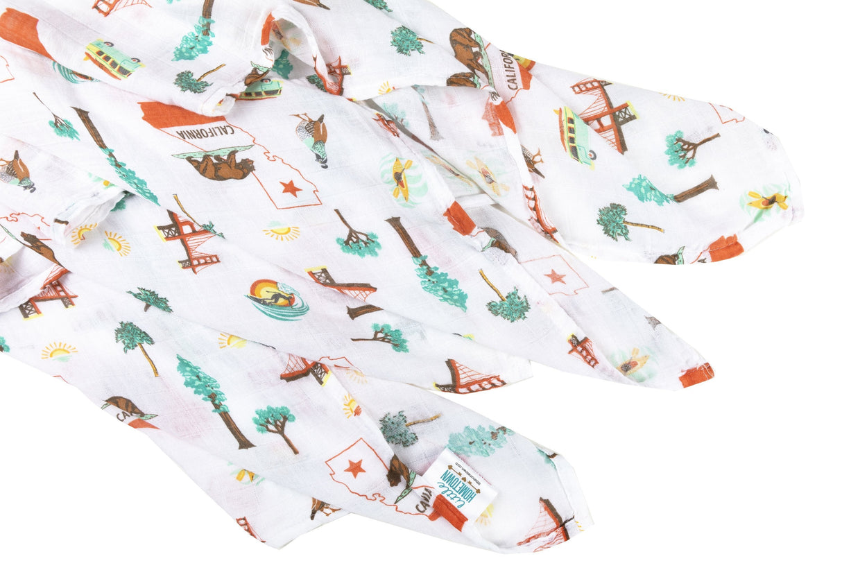 Gift Set: California Baby Muslin Swaddle Blanket and Burp Cloth/Bib Combo by Little Hometown