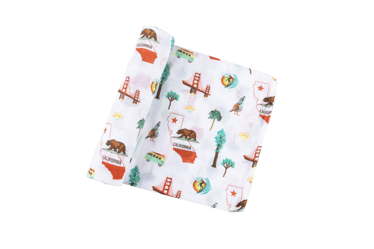 Gift Set: California Baby Muslin Swaddle Blanket and Burp Cloth/Bib Combo by Little Hometown