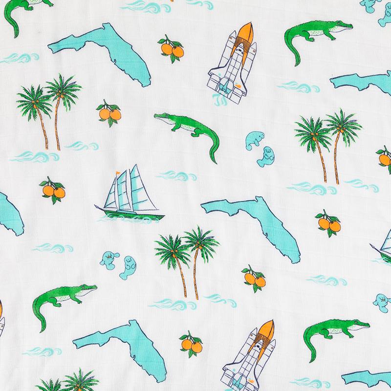 Gift Set: Florida Baby Muslin Swaddle Blanket and Burp Cloth/Bib Combo by Little Hometown