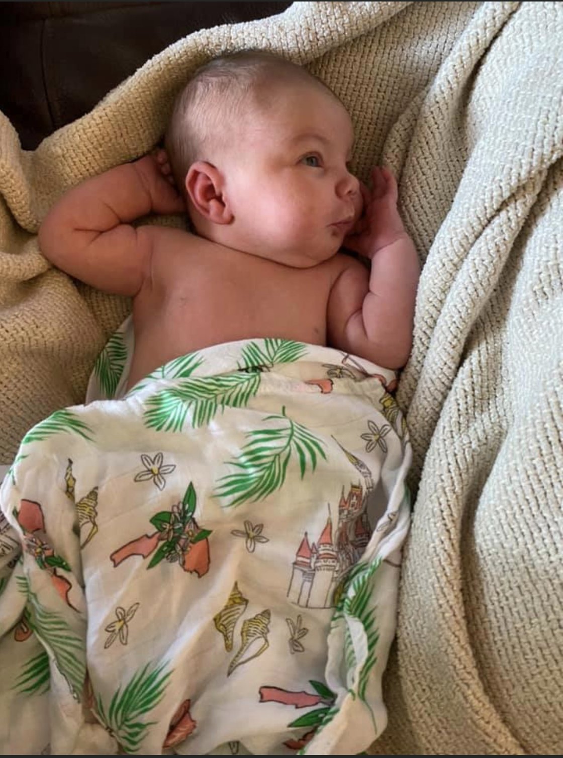 Gift Set: Florida Baby Muslin Swaddle Blanket and Burp Cloth/Bib Combo (Floral) by Little Hometown