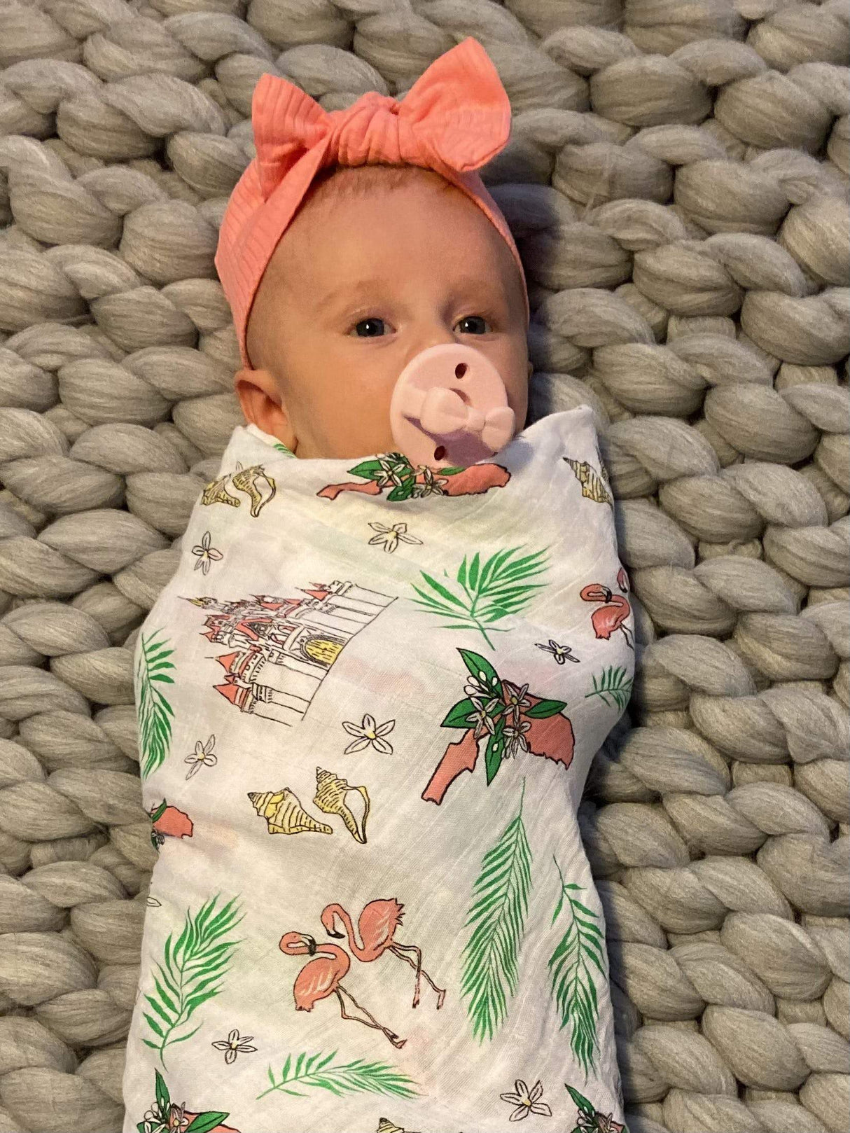 Gift Set: Florida Baby Muslin Swaddle Blanket and Burp Cloth/Bib Combo (Floral) by Little Hometown