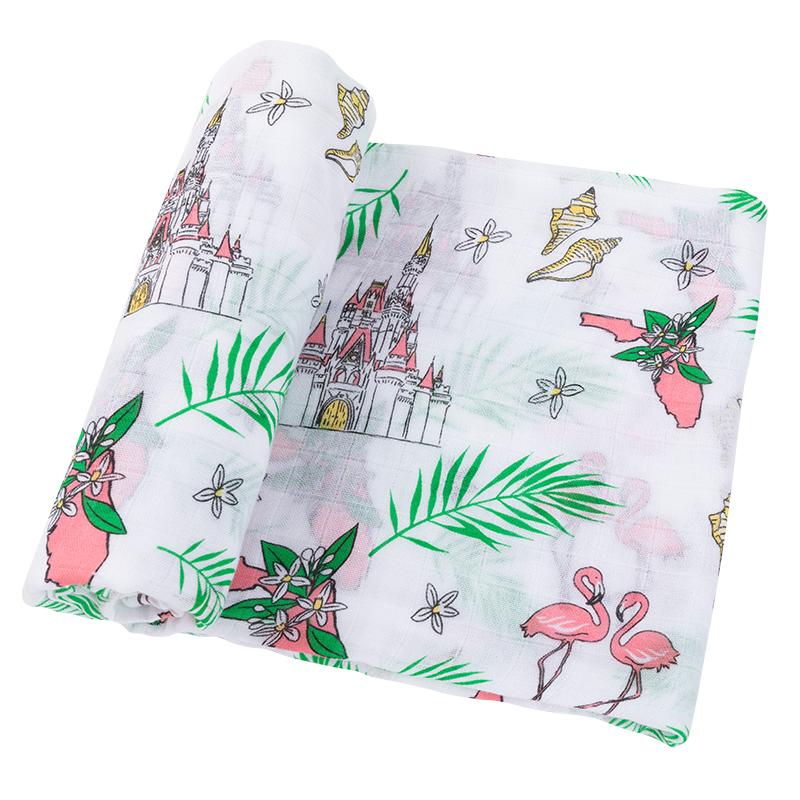 Gift Set: Florida Baby Muslin Swaddle Blanket and Burp Cloth/Bib Combo (Floral) by Little Hometown
