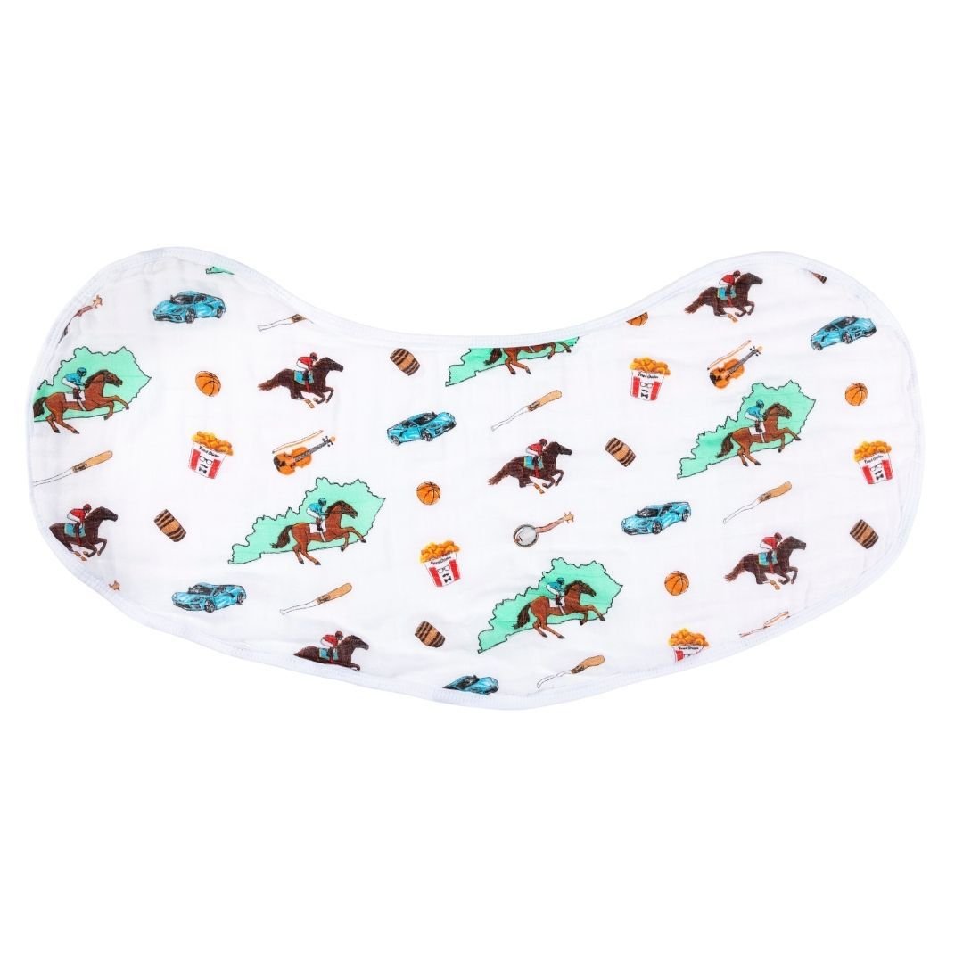 Gift Set: Kentucky Baby Muslin Swaddle Blanket and Burp Cloth/Bib Combo by Little Hometown