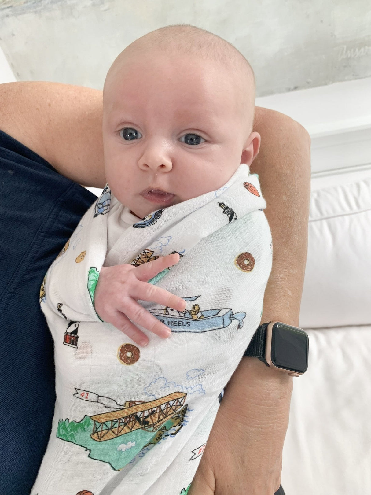 Gift Set: North Carolina Baby Muslin Swaddle Blanket and Burp Cloth/Bib Combo by Little Hometown