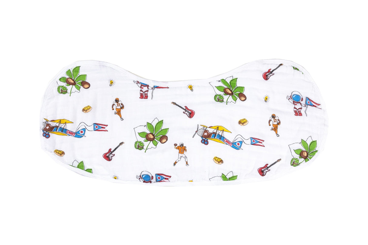 Gift Set: Ohio Baby Muslin Swaddle Receiving Blanket and Burp Cloth / Bib Combo by Little Hometown
