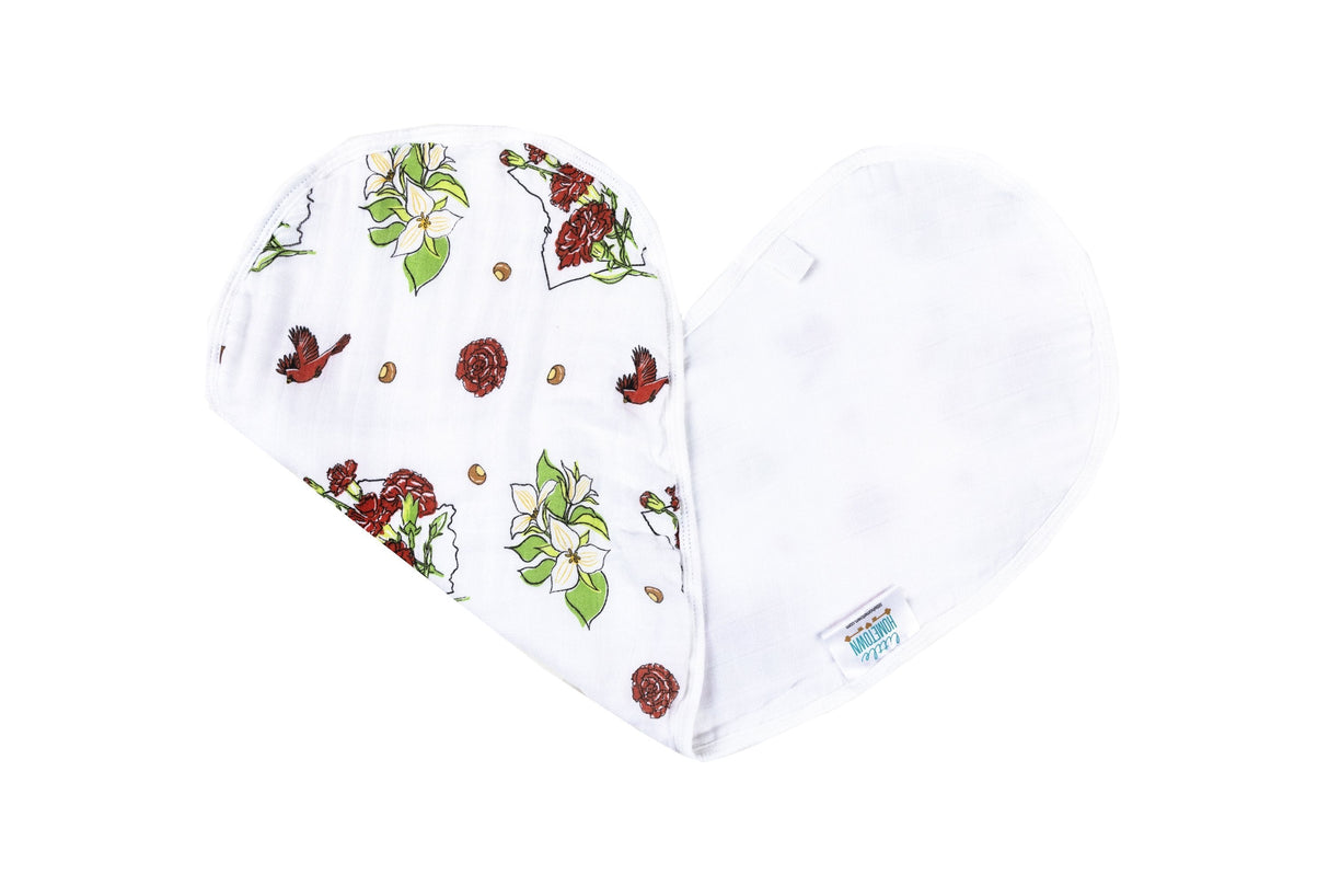 Gift Set: Ohio Baby Muslin Swaddle Receiving Blanket (Floral) and Burp/Bib Combo by Little Hometown