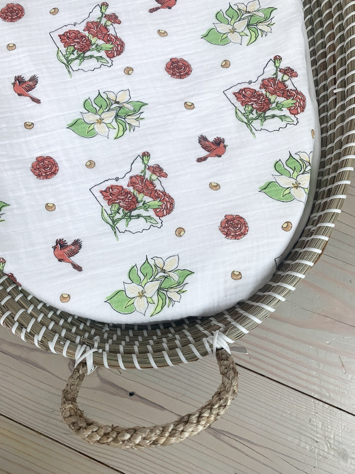 Gift Set: Ohio Baby Muslin Swaddle Receiving Blanket (Floral) and Burp/Bib Combo by Little Hometown