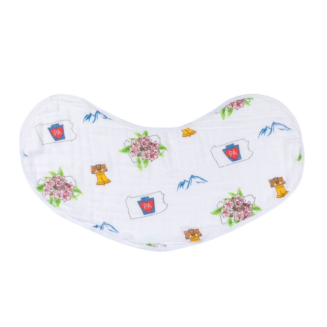 Gift Set: Pennsylvania Baby Muslin Swaddle Blanket and Burp Cloth/Bib Combo by Little Hometown