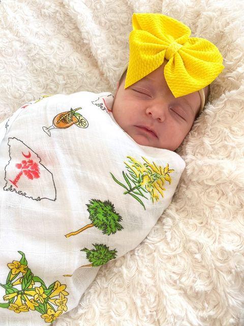 Gift Set: South Carolina Girl Baby Muslin Swaddle Blanket and Burp Cloth/Bib Combo by Little Hometown