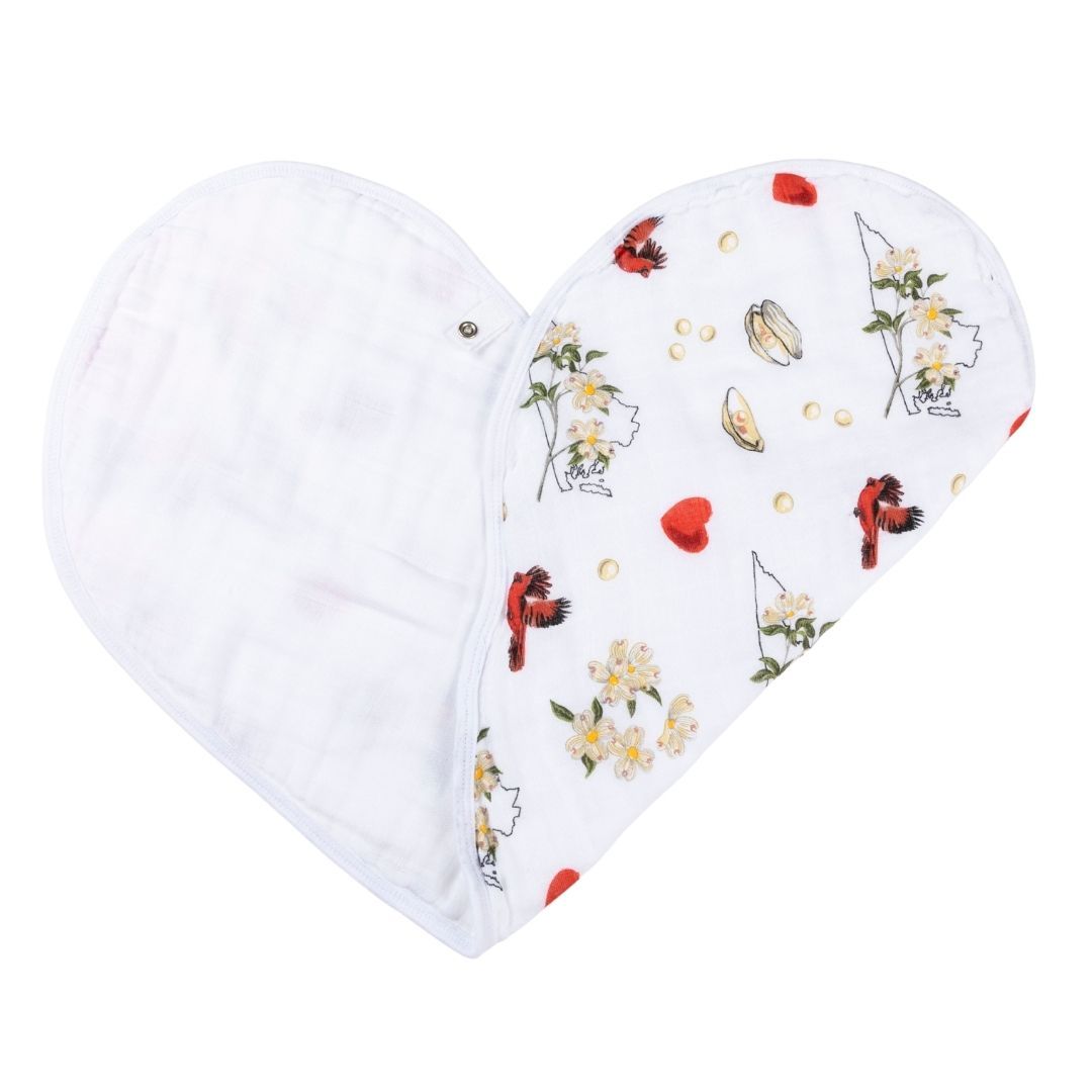 Gift Set: Virginia Baby Muslin Swaddle Blanket and Burp Cloth/Bib Combo (Floral) by Little Hometown
