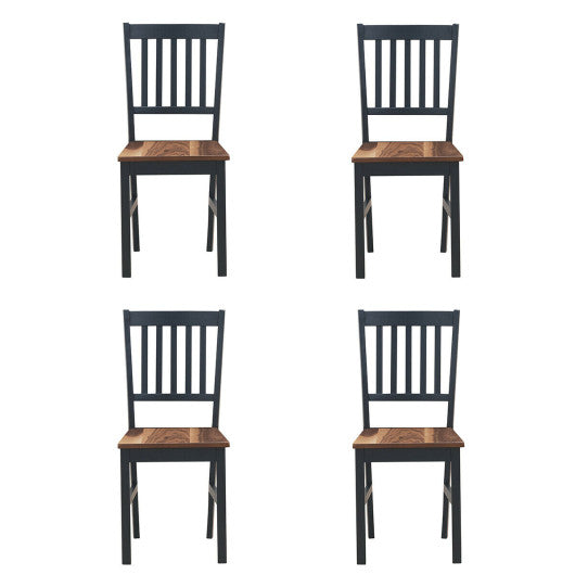 Set of 4 Dining Chair Spindle Back Wooden Legs