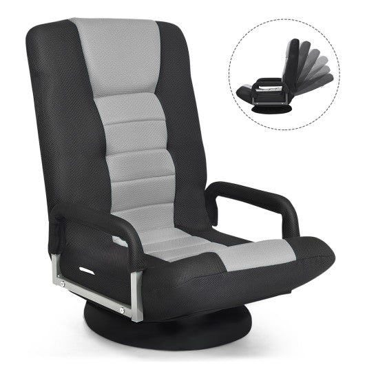 360-Degree Swivel Gaming Floor Chair with Foldable Adjustable Backrest-Gray