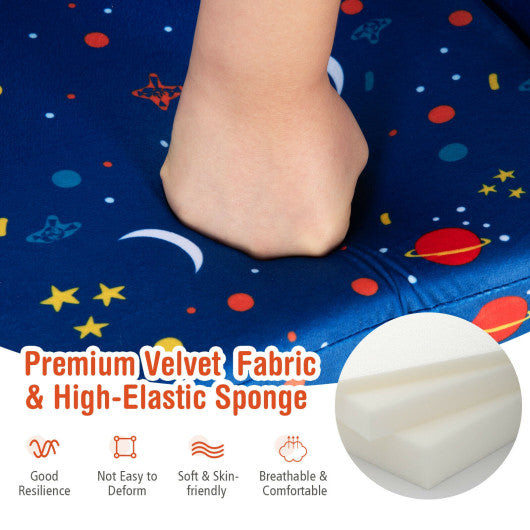 2-in-1 Convertible Kids Sofa with Velvet Fabric-Blue