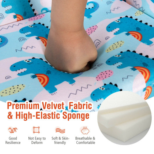 2-in-1 Convertible Kids Sofa with Velvet Fabric-Light Blue