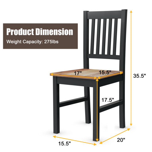 Set of 4 Dining Chair Spindle Back Wooden Legs