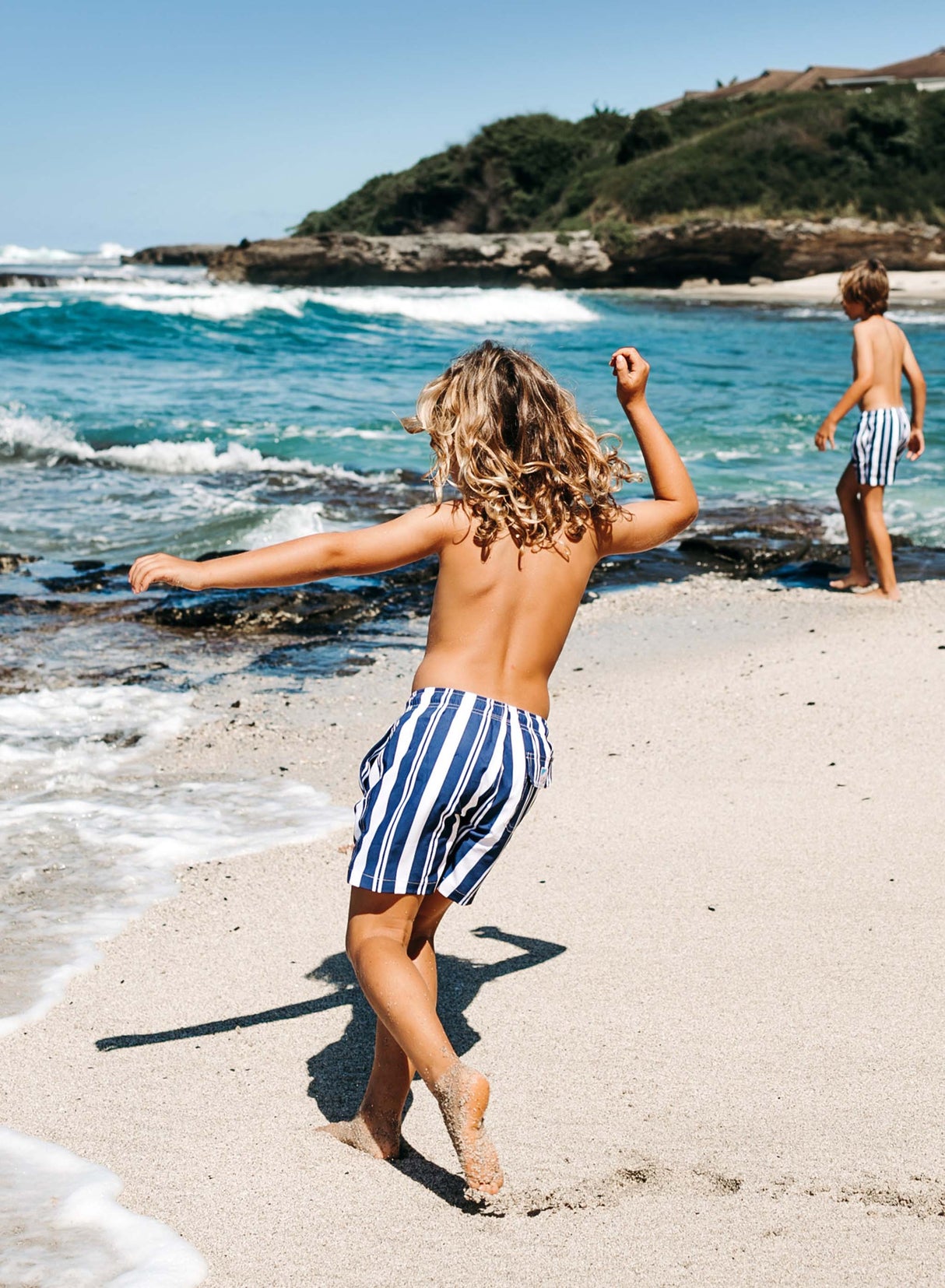 Navy Stripes - Kids Swim Trunks by Bermies