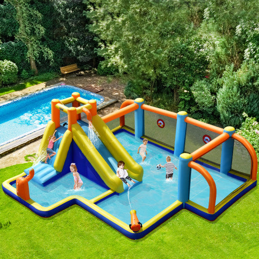 Giant Soccer-Themed Inflatable Water Slide with 735W Blower