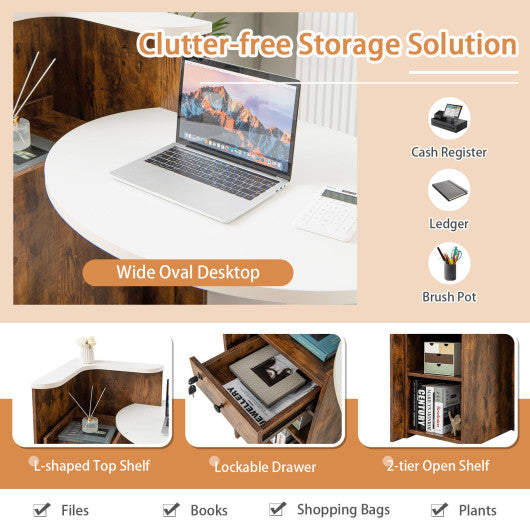 Office Desk with Open Shelf and Lockable Drawer