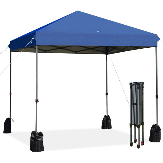 8’x8' Outdoor Pop up Canopy Tent w/Roller Bag-Blue