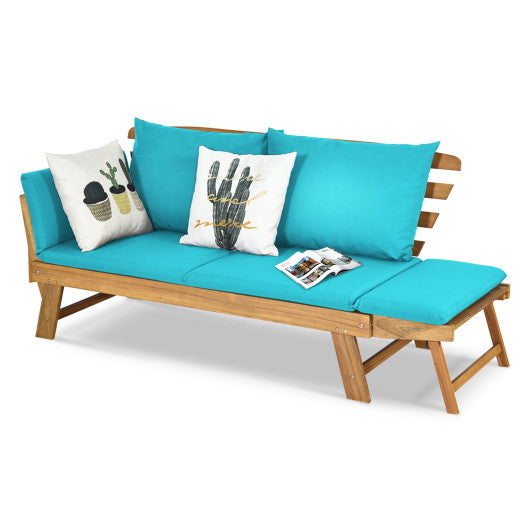 Adjustable Patio Convertible Sofa with Thick Cushion-Turquoise
