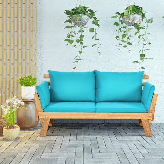 Adjustable Patio Convertible Sofa with Thick Cushion-Turquoise
