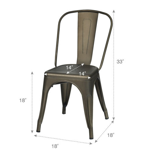 4 Pcs Modern Bar Stools with Removable Back and Rubber Feet-Gun