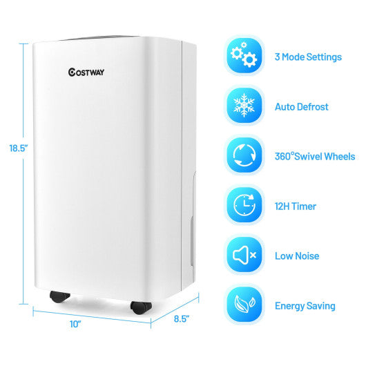 24 Pints 1500 Sq. ft Portable Dehumidifier For Medium To Large Spaces