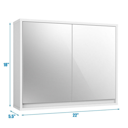 2-Door Wall-Mounted Bathroom Mirrored Medicine Cabinet