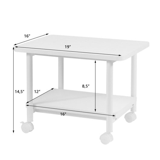 Under Desk Printer Stand with 360 ° Swivel Casters-White