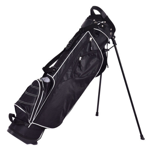 Golf Stand Cart Bag with 4 Way Divider Carry Organizer Pockets-Black