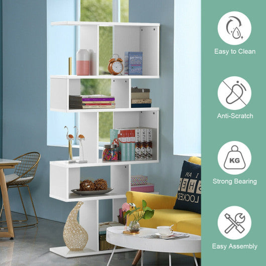 5 Cubes Ladder Shelf Corner Bookshelf Display Rack Bookcase-White