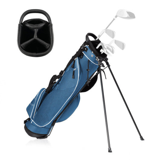 Golf Stand Cart Bag with 4 Way Divider Carry Organizer Pockets-Blue