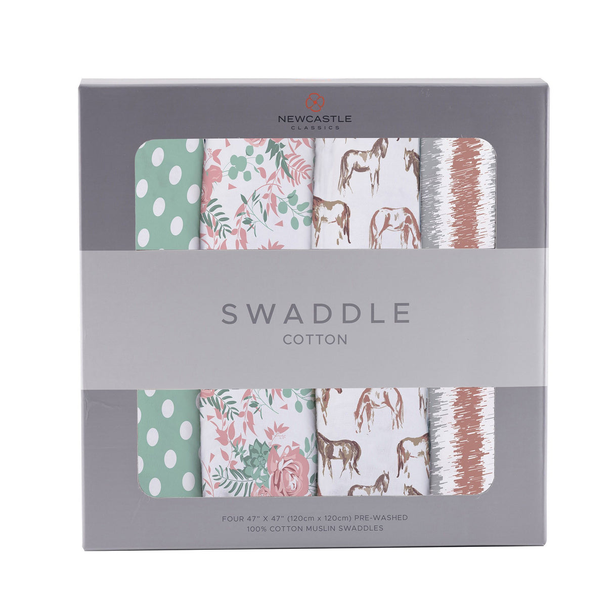 Horses and Roses Swaddle Blankets 4 Pack - Aiden's Corner Baby & Toddler Clothes, Toys, Teethers, Feeding and Accesories