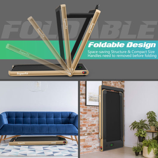 2.25HP 2 in 1 Folding Treadmill with APP Speaker Remote Control-Yellow