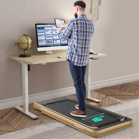 2.25HP 2 in 1 Folding Treadmill with APP Speaker Remote Control-Yellow