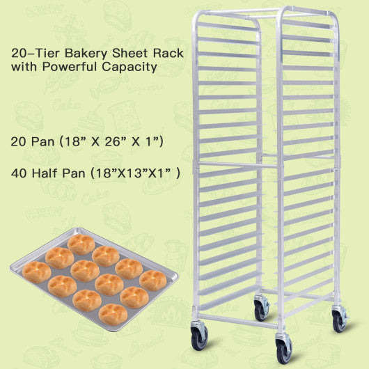 26 x 20 x 70 Inch 20 Sheet Aluminum Pan Rolling Bakery Rack