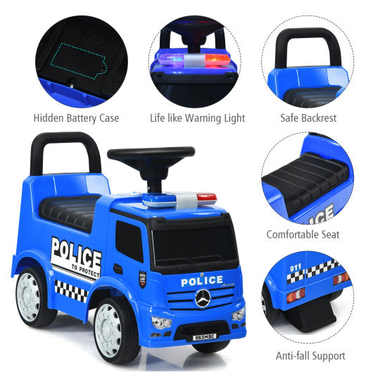 Mercedes Benz Kids Ride On Push Licensed Police Car-Blue