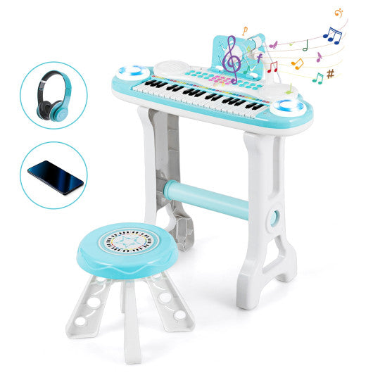 37-key Kids Electronic Piano Keyboard Playset-Blue