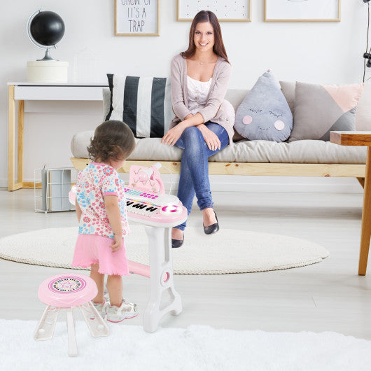 37-key Kids Electronic Piano Keyboard Playset-Pink