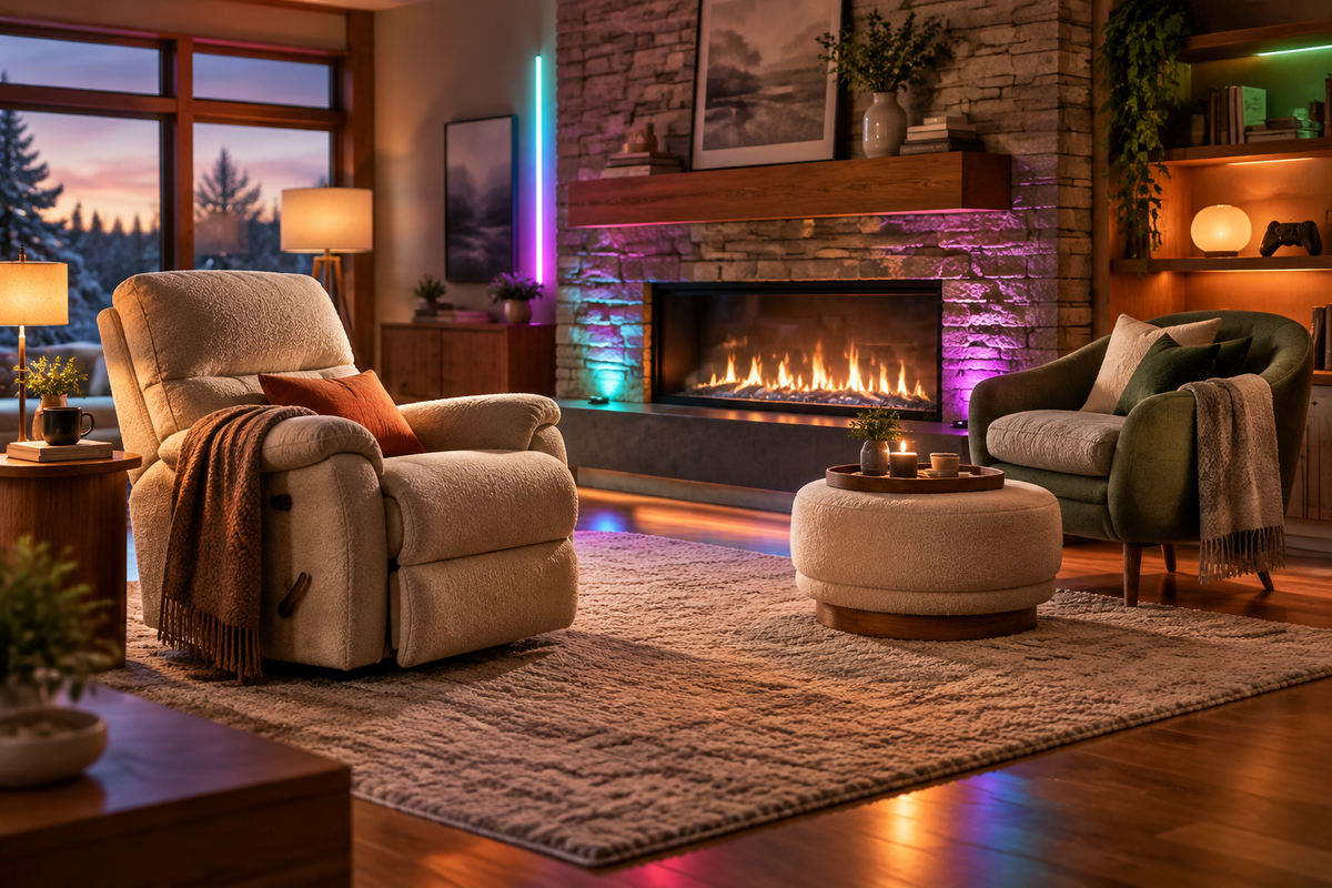Warm cozy indoor living inspiration for evenings at home